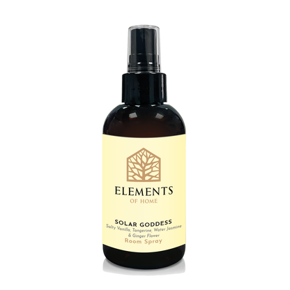 Solar Goddess room spray in an amber glass spray bottle – Elements of Fragrance