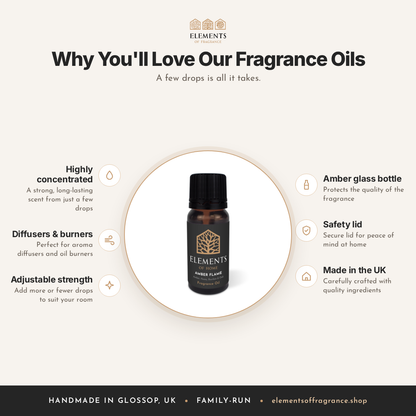 Why you'll love our fragrance oils: highly concentrated, for diffusers and burners, amber glass, made in the UK – Elements of Fragrance