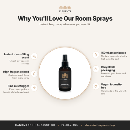 Why you'll love our room sprays: instant room-filling scent, fine mist, 150ml, vegan and cruelty free – Elements of Fragrance