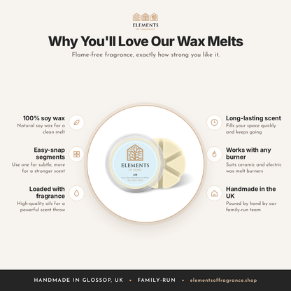 Why you'll love our wax melts: 100% soy wax, easy-snap segments, loaded with fragrance, handmade in the UK – Elements of Fragrance