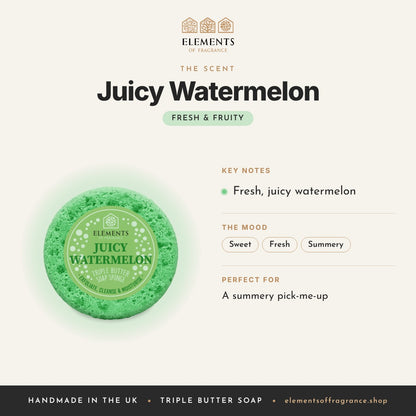 Juicy Watermelon Soap Sponge scent profile: fresh & fruity with notes of fresh, juicy watermelon