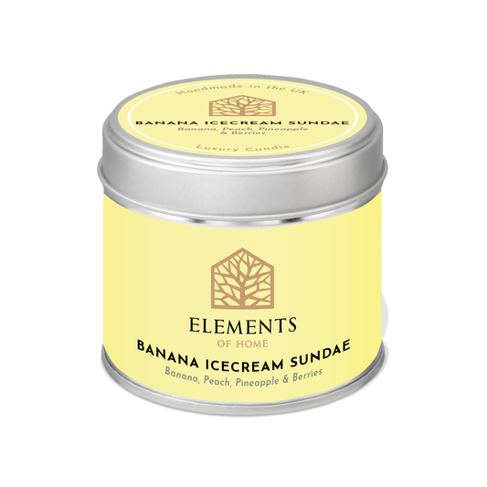 Banana Icecream Sundae scented candle in a 180g tin – Elements of Fragrance