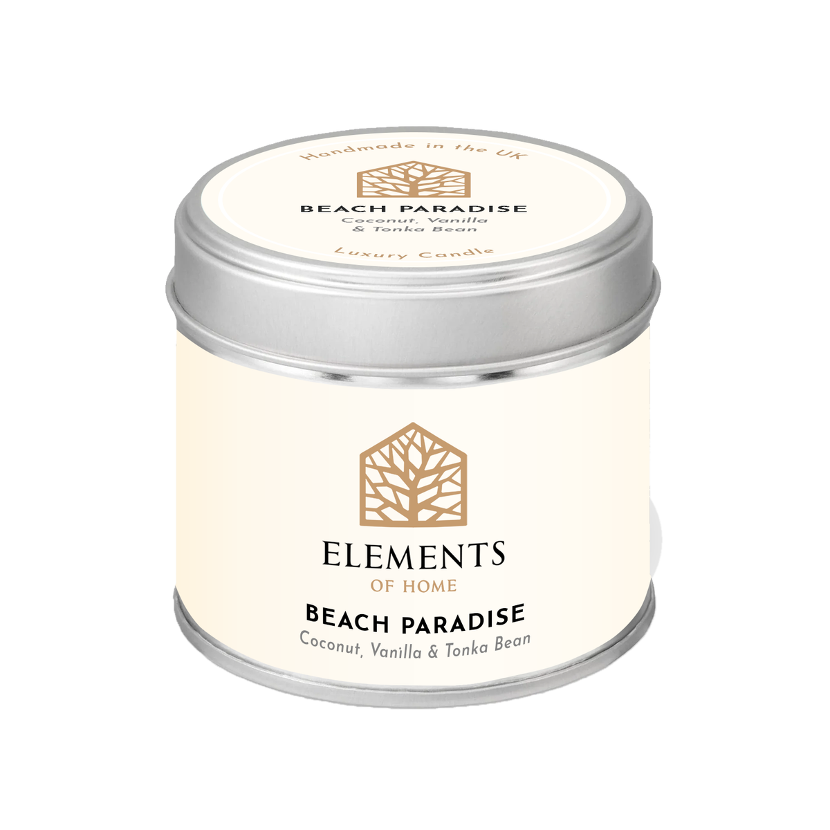 Beach Paradise scented candle in a 180g tin – Elements of Fragrance