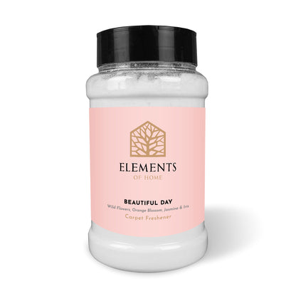 Beautiful Day scented carpet sprinkles in a shaker tub – Elements of Fragrance
