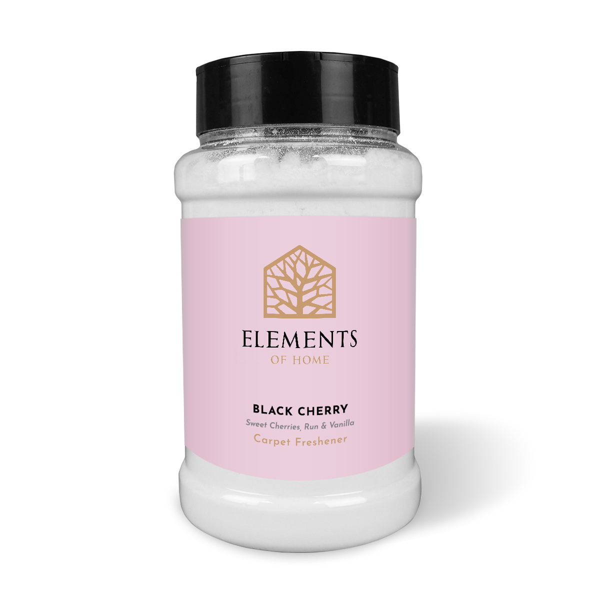 Black Cherry scented carpet sprinkles in a shaker tub – Elements of Fragrance