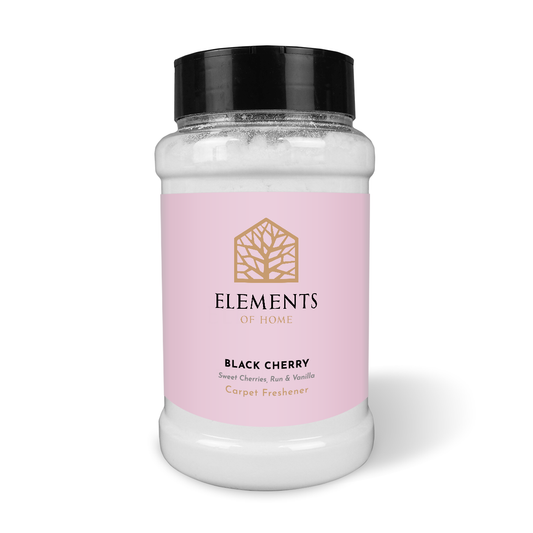 Black Cherry scented carpet sprinkles in a shaker tub – Elements of Fragrance