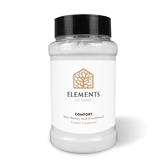 Comfort scented carpet sprinkles in a shaker tub – Elements of Fragrance
