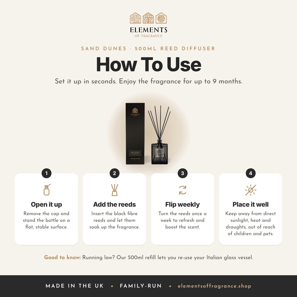 How to use the Sand Dunes 500ml Reed Diffuser