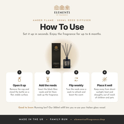 How to use the Amber Flame 200ml Reed Diffuser