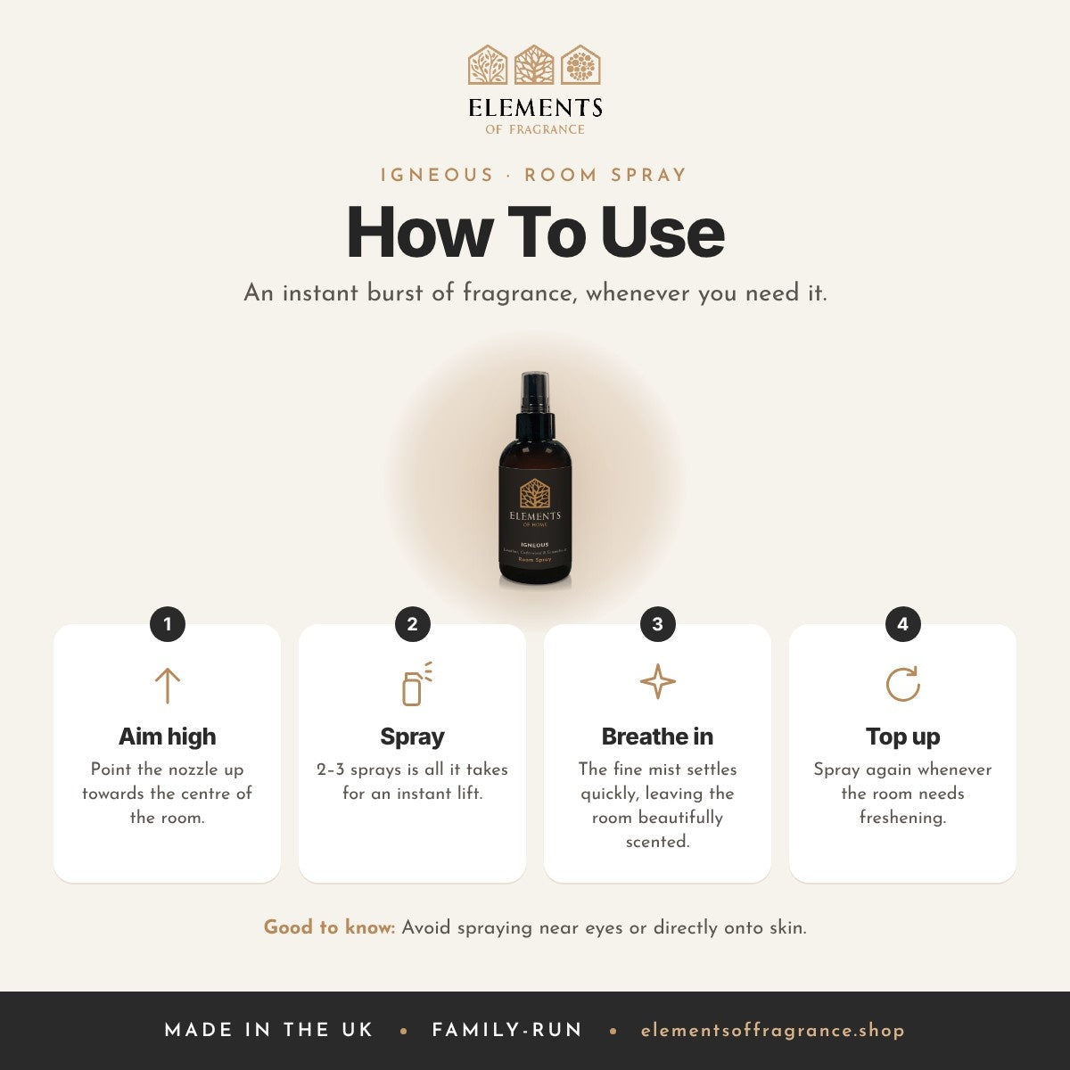 How to use the Igneous Room Spray