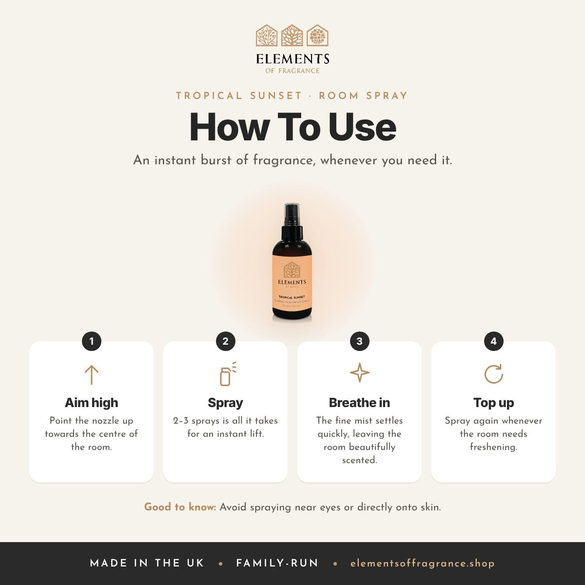 How to use the Tropical Sunset Room Spray