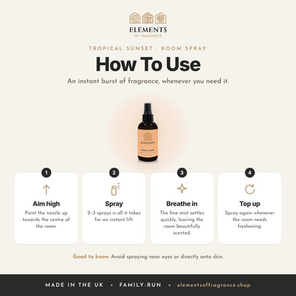 How to use the Tropical Sunset Room Spray