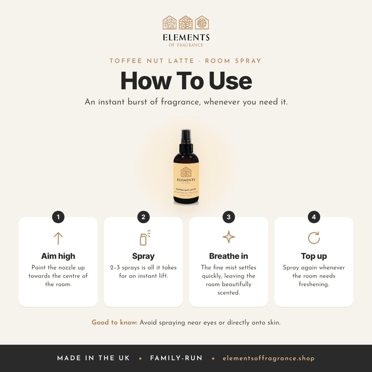 How to use the Toffee Nut Latte Room Spray
