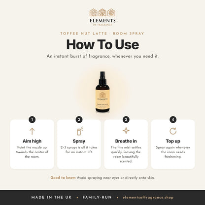 How to use the Toffee Nut Latte Room Spray