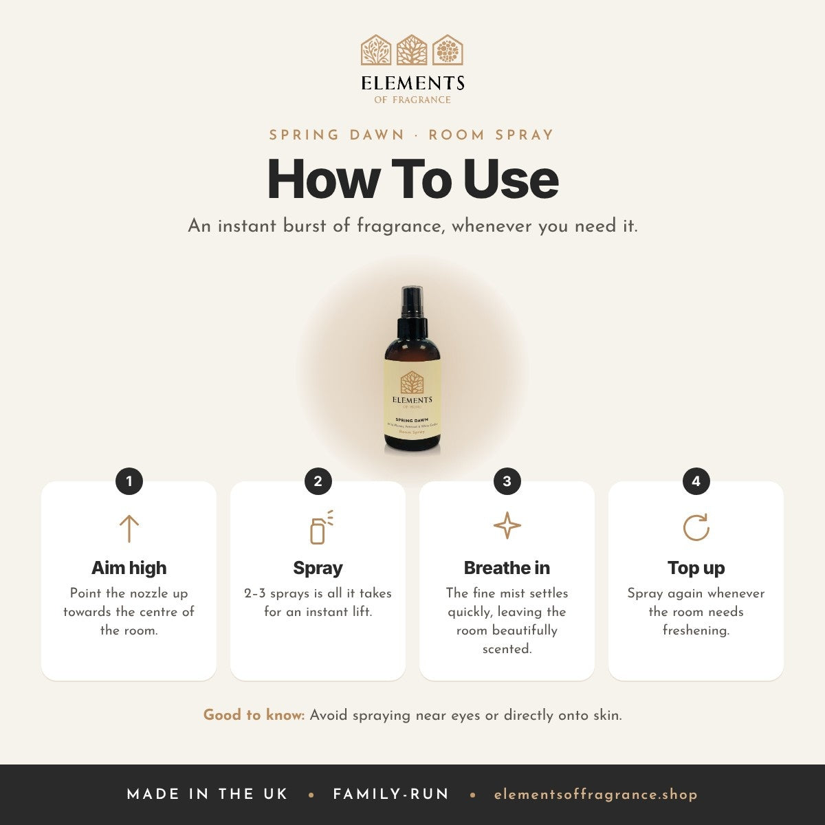 How to use the Spring Dawn Room Spray