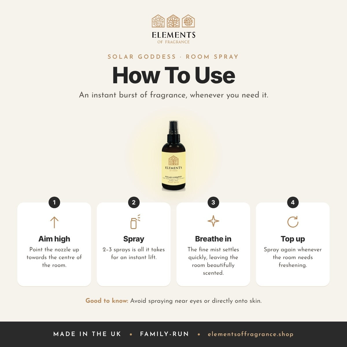 How to use the Solar Goddess Room Spray
