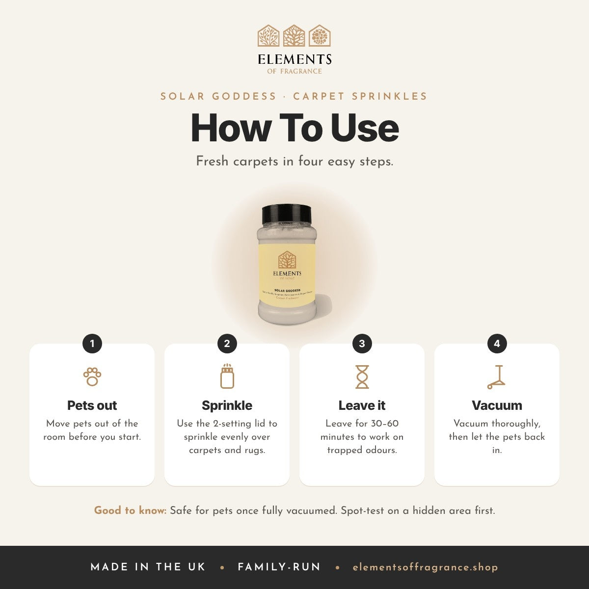How to use the Solar Goddess Carpet Sprinkles