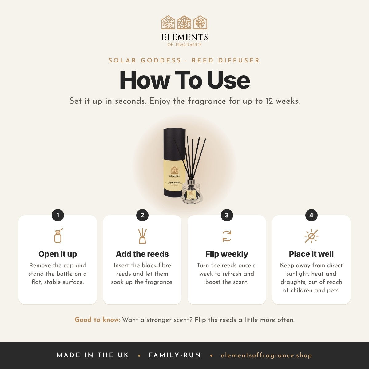 How to use the Solar Goddess Reed Diffuser