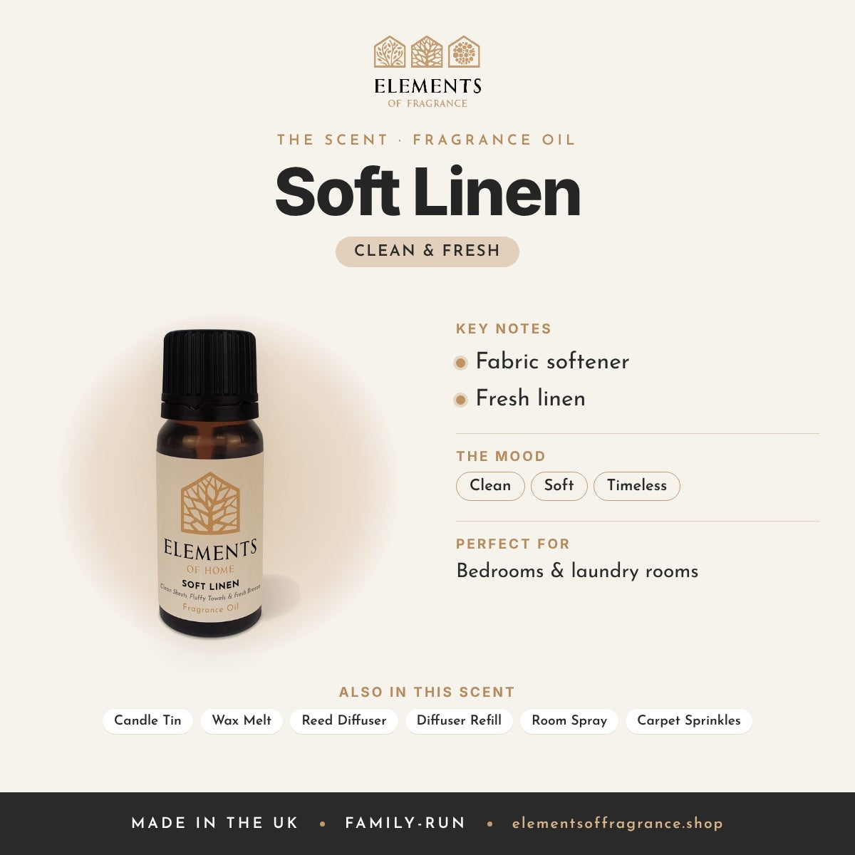 Soft Linen Fragrance Oil scent profile: clean & fresh with notes of fabric softener, fresh linen