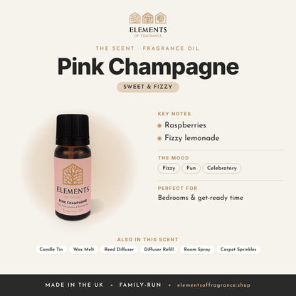 Pink Champagne Fragrance Oil scent profile: sweet & fizzy with notes of raspberries, fizzy lemonade