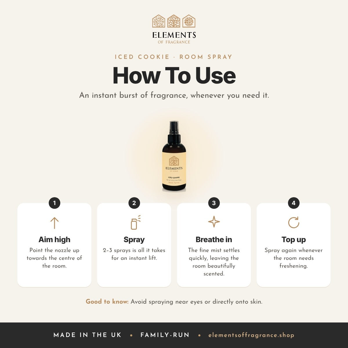 How to use the Iced Cookie Room Spray