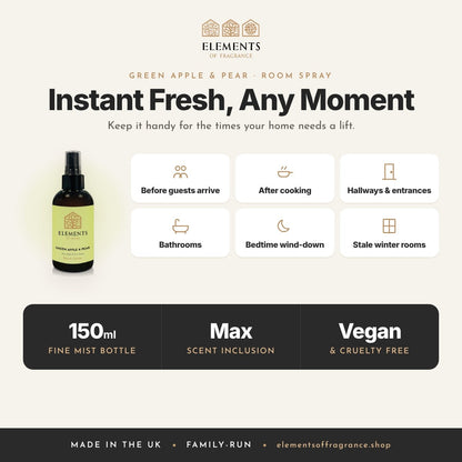 Green Apple & Pear Room Spray: when to spray, before guests, after cooking, hallways, bathrooms and more
