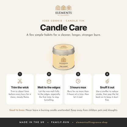Candle care tips for the Iced Cookie Candle Tin