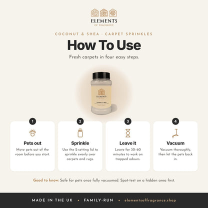 How to use the Coconut & Shea Carpet Sprinkles