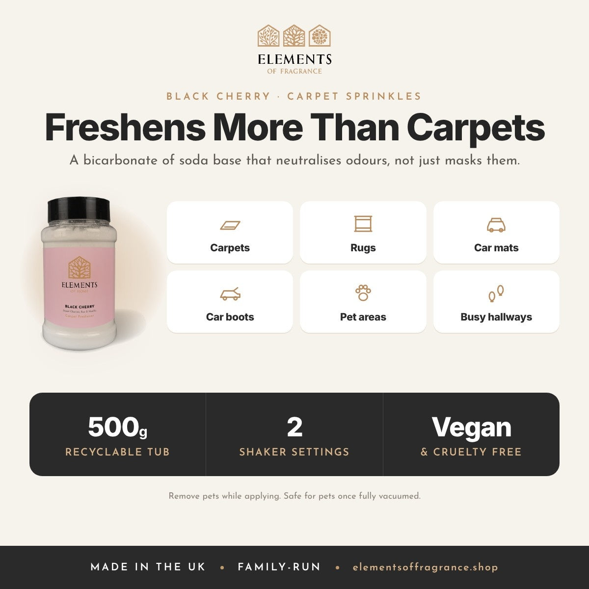 Black Cherry Carpet Sprinkles: where to use, carpets, rugs, car mats, car boots, pet areas and hallways