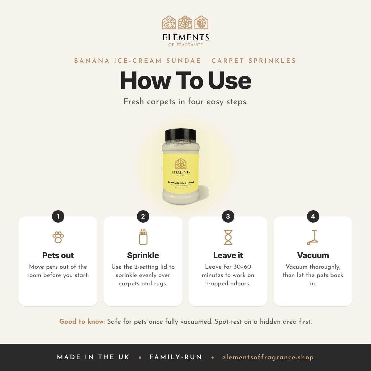 How to use the Banana Ice-cream Sundae Carpet Sprinkles