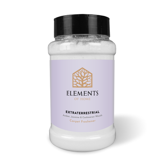 Extraterrestrial scented carpet sprinkles in a shaker tub – Elements of Fragrance
