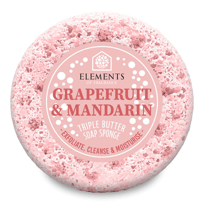 Grapefruit & Mandarin triple butter soap sponge – Elements of Fragrance