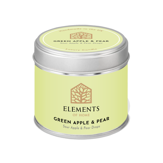 Green Apple & Pear scented candle in a 180g tin – Elements of Fragrance