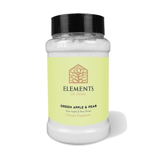Green Apple & Pear scented carpet sprinkles in a shaker tub – Elements of Fragrance