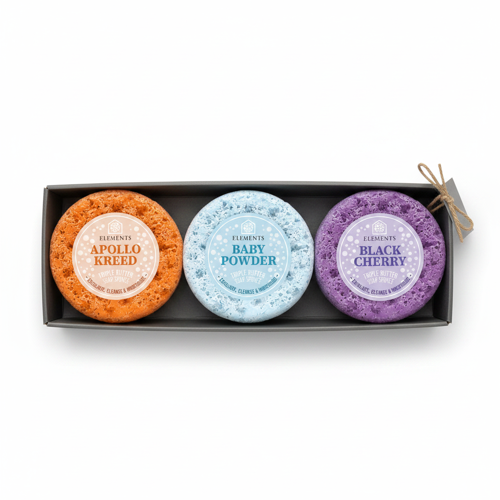 Three soap sponges bundle gift set