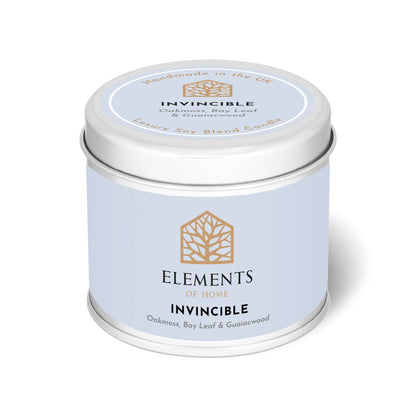 Invincible scented candle in a 180g tin – Elements of Fragrance