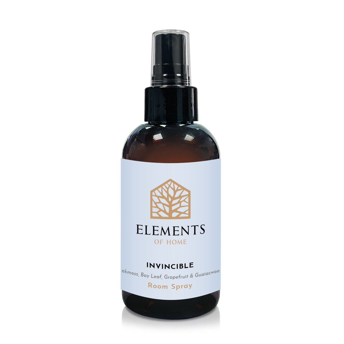Invincible room spray in an amber glass spray bottle – Elements of Fragrance
