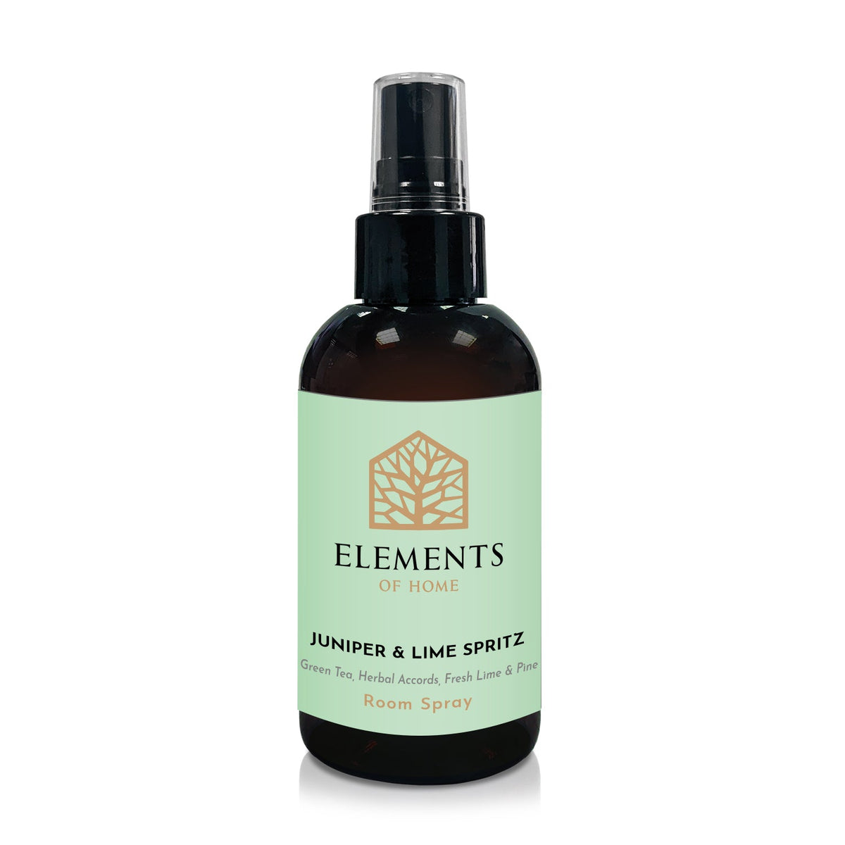 Juniper & Lime Spritz room spray in an amber glass spray bottle – Elements of Fragrance