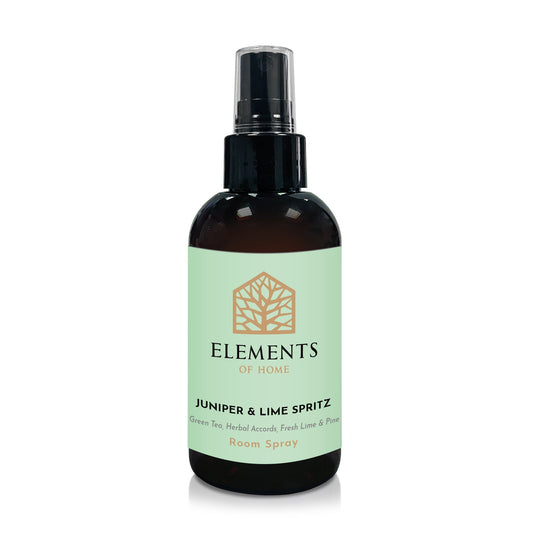 Juniper & Lime Spritz room spray in an amber glass spray bottle – Elements of Fragrance