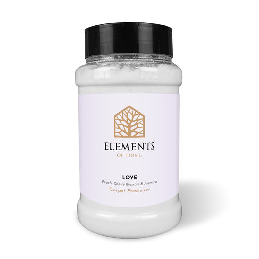 Love scented carpet sprinkles in a shaker tub – Elements of Fragrance