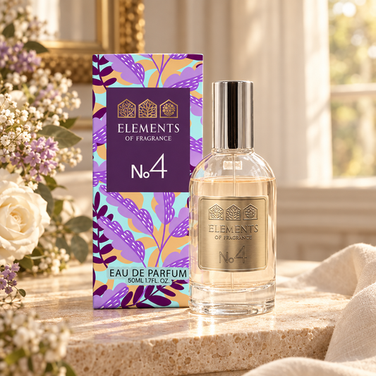 No04 Inspired by Alien 50ml eau de parfum styled on a marble table in a sunlit room – Elements of Fragrance