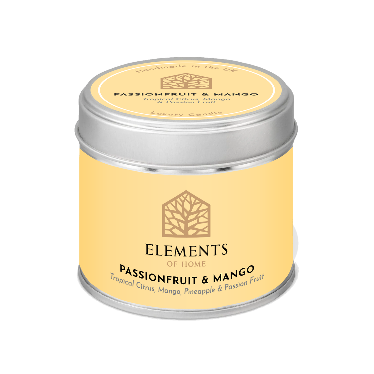 Passionfruit & Mango scented candle in a 180g tin – Elements of Fragrance