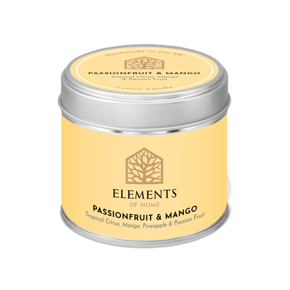 Passionfruit & Mango scented candle in a 180g tin – Elements of Fragrance