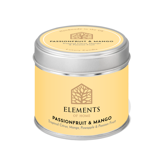 Passionfruit & Mango scented candle in a 180g tin – Elements of Fragrance