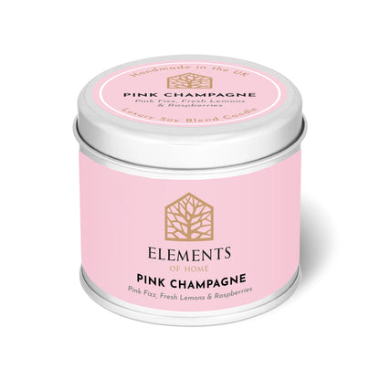 Pink Champagne scented candle in a 180g tin – Elements of Fragrance