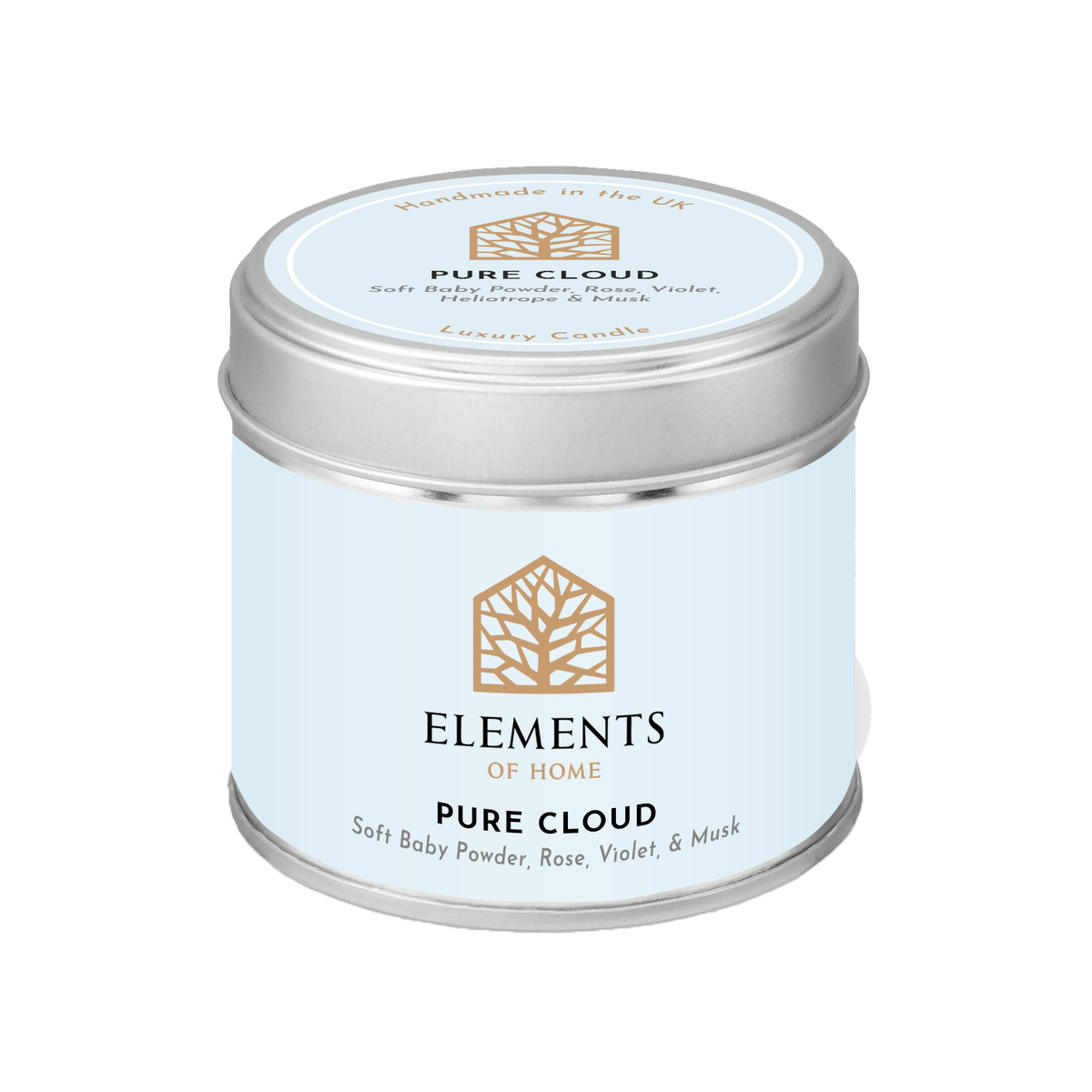Pure Cloud scented candle in a 180g tin – Elements of Fragrance