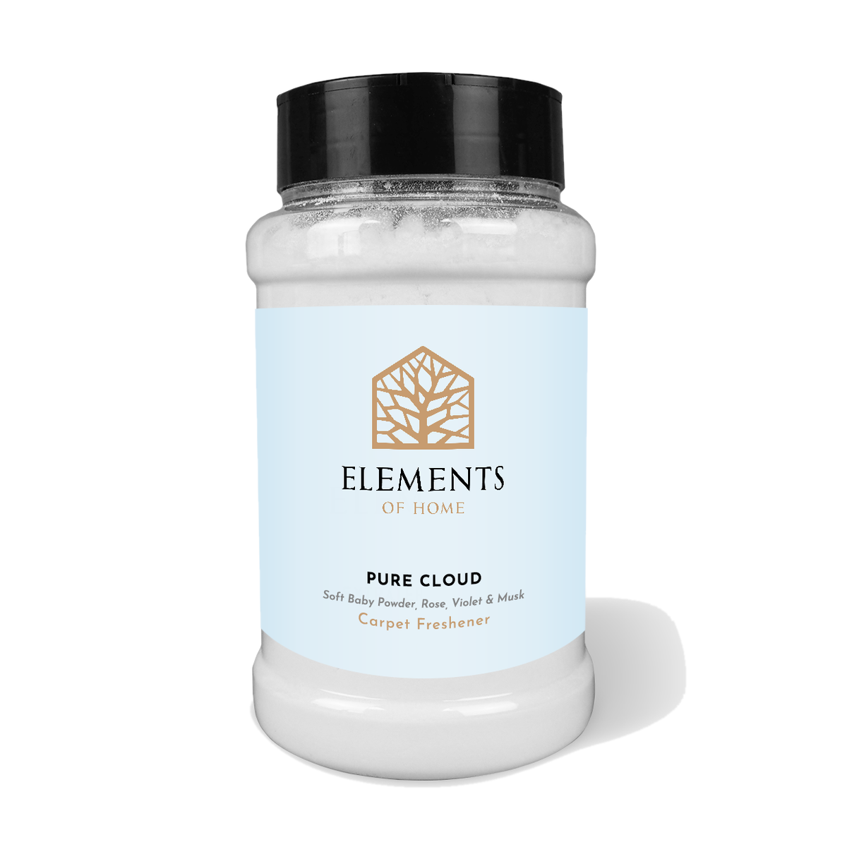 Pure Cloud scented carpet sprinkles in a shaker tub – Elements of Fragrance