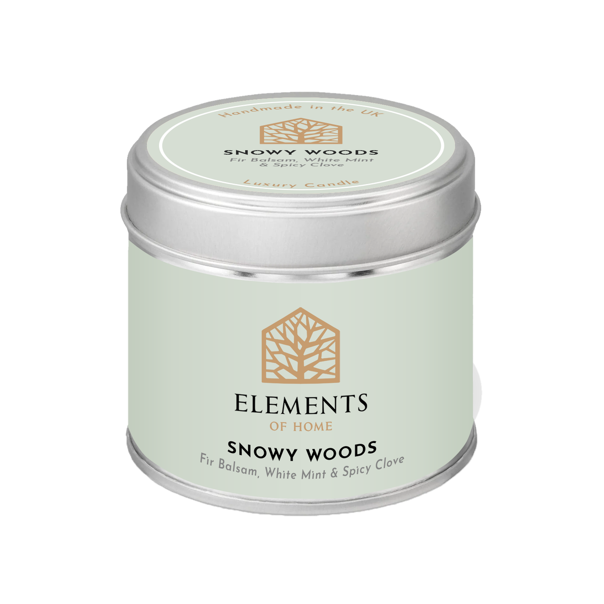 Snowy Woods scented candle in a 180g tin – Elements of Fragrance