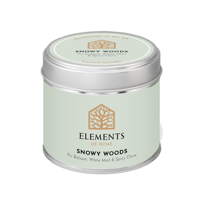 Snowy Woods scented candle in a 180g tin – Elements of Fragrance
