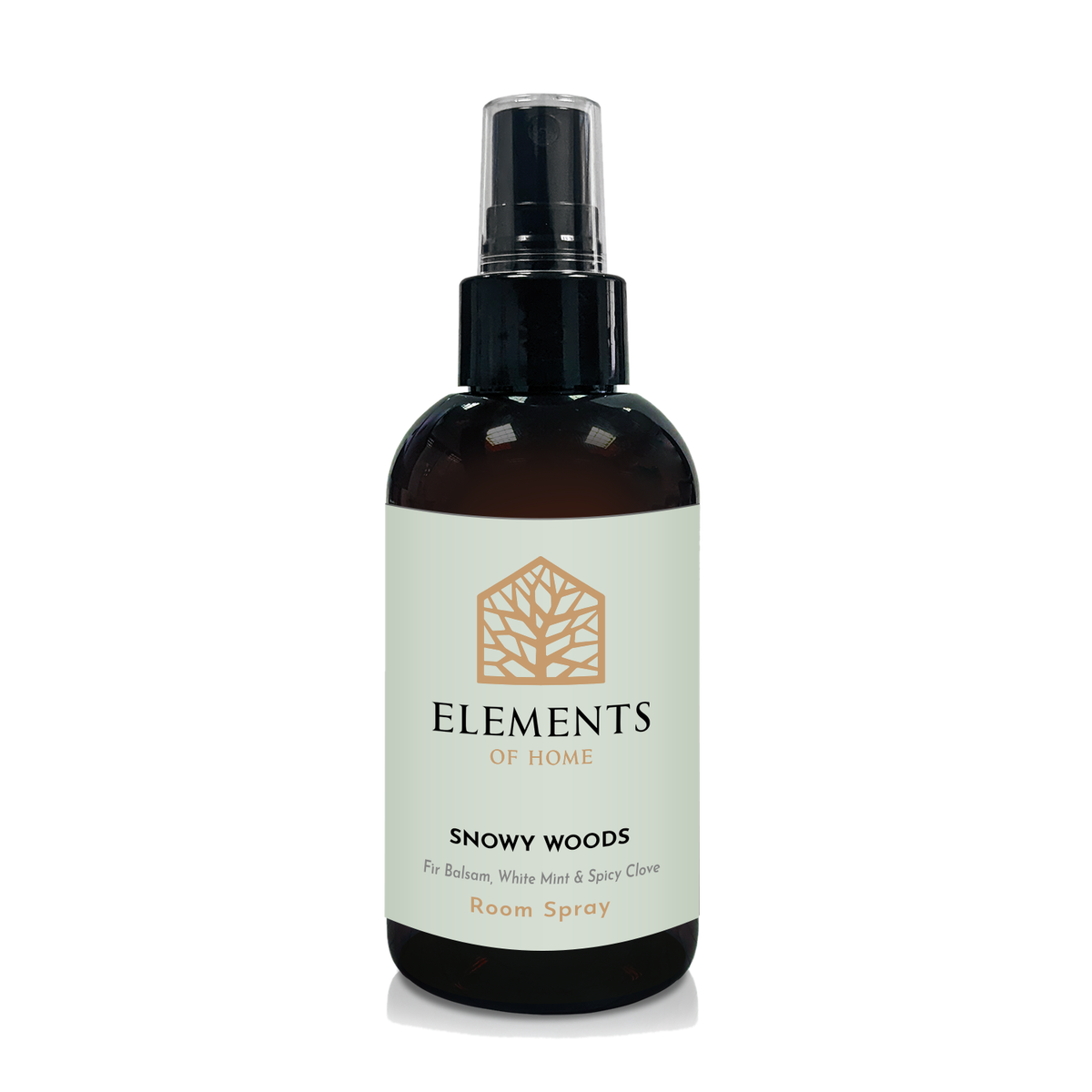 Snowy Woods room spray in an amber glass spray bottle – Elements of Fragrance